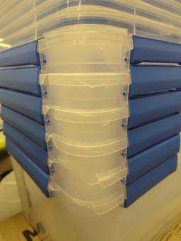 Lot of 6 Ezy Storage (Some Totes are Damaged) 75L/79.3Qt Waterproof Clear Latch Tote IP-67, Retail