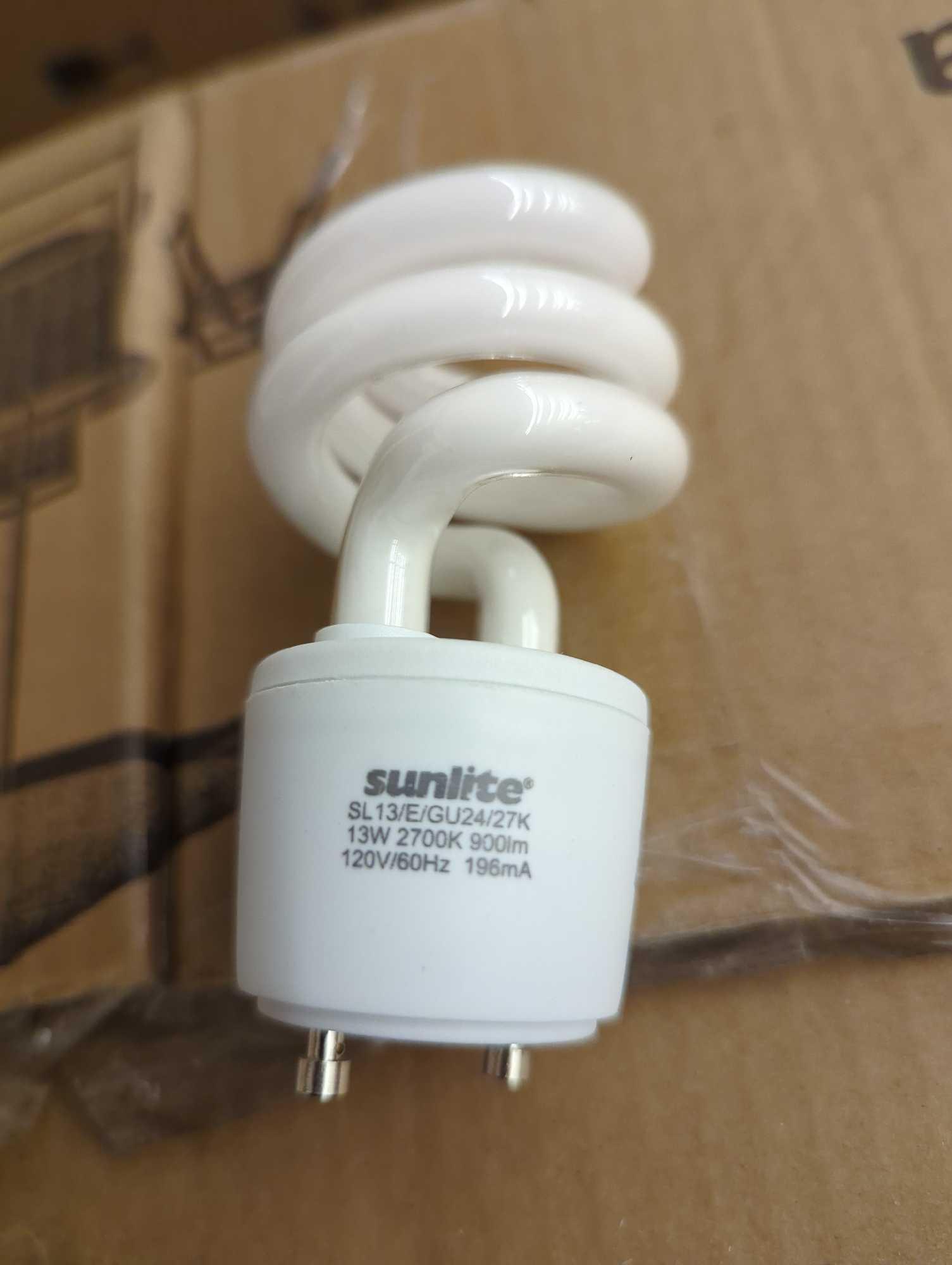 Box of 19 Sunlite 13 Watt (60 Watt Replacement) GU24 Based Spiral Light Bulbs, Warm White, 2700k,