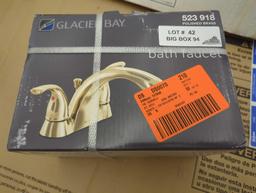 Glacier Bay Builders 4 in. Centerset Double Handle Low-Arc Bathroom Faucet in Polished Brass,