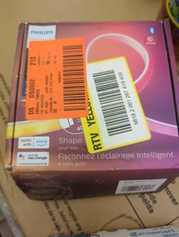 Box Lot of Assorted Items to Include, Philips Hue 3.3 ft. LED Smart Gradient Color Changing Strip