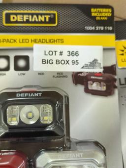 Lot of 2 Packs of Defiant 100 Lumens LED Headlight Combo (3-Pack), Appears to be New in Factory