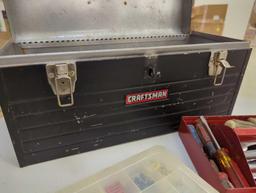 Craftsman Black metal toolbox and contents including various tools as pictured. Comes as is shown.