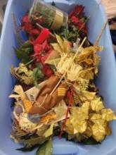 Tub of Artificial Flowers, Ribbon and other Craft items. $2 STS