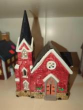 (No Light) Porcelain Christmas Victorian Village St Mary's Church, Has A Small Chip, Retail Price