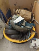 Lot of Assorted Wheelbarrow Items Including Tires, Leg Braces, Nose Guard, Etc...What You See in the