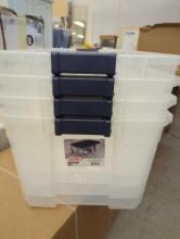 (No Lids) Box Lot of 4 Sterilite 116 qt. Stacker Box No Lids, Appears to be New in Open Box Retail
