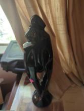 (LR) BLACK CERAMIC FIGURAL OF A MAN AND A WOMAN, 20"H