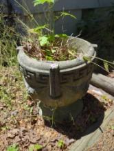 (FY) CONCRETE FOOTED PLANTER, 15"D 16 1/2"H