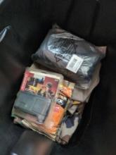 (DEN) TUB LOT OF MISC. HUNTING GEAR TO INCLUDE: BRAND NEW GUIDE GEAR 38X32 TAN/BROWN OUTDOOR PANTS,