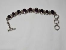 Vintage Sterling Silver Bracelet with Unknown Stones. Very Nice. 45.9 grams