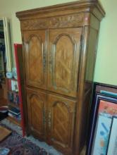 (MBR) 20TH CENTURY DREXEL FRENCH TALL CHEST OF DRAWERS WITH 4 DOORS, 5 DRAWERS AND 6 CUBBIES WITH