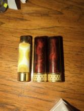 (MBR) LOT OF 3 ASSORTED COLORS OF AVON LIPSTICK TO INCLUDE, FLOWER PEACH PRINTS, FIRE FLOWER, AND