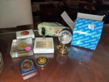 (UPOFC) LOT TO INCLUDE A CRYSTAL/BRASS MINIATURE GLOBE, GIBBS & COX MARBLE PEN HOLDER, GIBBS & COX