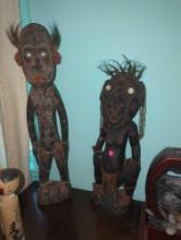(UPBR2) LOT OF 2 AFRICAN TRIBAL WOOD CARVED STATUES, ONE MEASURES 31"H. THE OTHER MEASURES 23"H