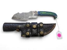 Handmade Damascus steel knives with custom wood, bone, horn or resin handles. The knives are made