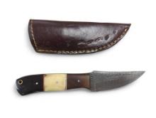 Trailing Point - Upswept Knife. Handmade Damascus steel knives with custom wood, bone, horn or resin