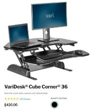 VARIDESK CubeCorner 36 Standing desk
