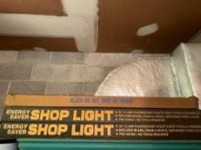 (GAR) LOT OF ASSORTED ITEMS TO INCLUDE, 2 48 INCH 2 LAMP FLUORESCENT ENERGY SAVER SHOP LIGHTS IN THE