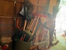 GAR - Lot of Assorted Lawn Items including Rakes, Cultivator, Shovels, Etc, What you see in the