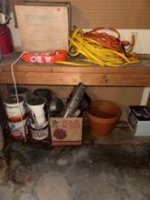 (GAR) LOT OF ASSORTED ITEMS TO INCLUDE, WOODS 50FT OUTDOOR CORD NEW, TERRA COTA PLANTER POT, DELCO