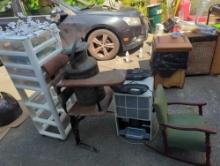 (GAR)Lot of Assorted Items Including Old Style Childs School Desk, GE 50 Pint Dehumidifier (Model