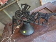 (GAR)Old Style Outdoor Cast Iron Dinner Bell, Approximate Dimensions - 14.5" L x 13" H x 6" W,