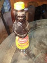 (GAR) EARLY STYLE GLASS MRS BUTTER WORTH'S SYRUP BOTTLE WITH LID, WHAT YOU SEE IN PHOTOS IS WHAT YOU