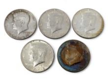 LOT OF (5) KENNEDY HALF DOLLARS WITH DATES TO INCLUDE: (1) 1966, (2) 1967, (1) 1968-D, & (1) 1990-P