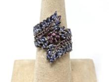 .925 STERLING SILVER AAA TOP QUALITY RING WITH EXQUISITE BLUE VIOLET MARQUISE TANZANIA TANZANITE,