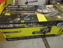 Ryobi Mower with (1) Charger and (1) Bagger - Please Come Preview