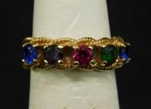 10K Yellow Gold - Ring - Size 6 - Multi Colored Stones - 3.2 Grams TW