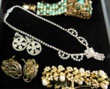 Tray Lot of Costume Jewelry - Vintage - Some Stones / Pearls Missing