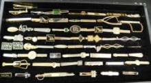Tray Lot of Mens Vintage Tie Clips
