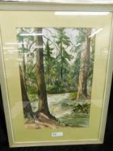 Watercolor - Charles C. Councell Signed - Trees - 29.5" x 22.5"