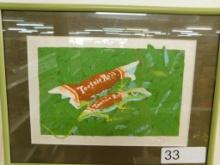 Limited Edition Lithograph - 54/150 - Signed - Tootsie Roll and Gecko - Framed 9.5" x 12.5"