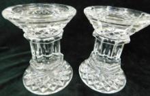 Waterford Crystal - Ireland - Pillar Candle Holders - Each 5.5" x 4.5" - 2 Pieces