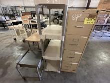 Filing Cabinet, Rolling Table and Storage Compartm