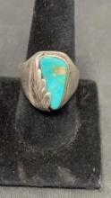 NATIVE AMERICAN STYLE TURQUOISE RING. 13G
