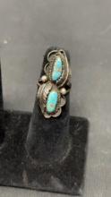 NATIVE AMERICAN DESIGN TURQUOISE RING 6G