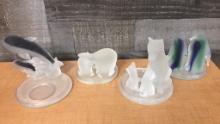 PARTYLITE FROSTED GLASS ANIMAL TEALIGHT HOLDERS