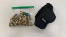 MISC. AMMO, .22CAL, 25AUTO, & 357 & HOLSTER.