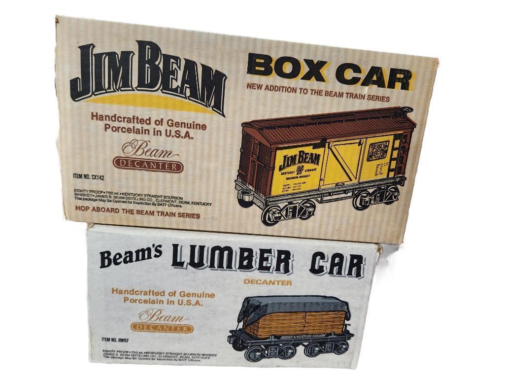 Set of 13 Sealed/Full Jim Beam Whiskey Decanters Train Set w/ Orig. Boxes, Passenger & Freight Train