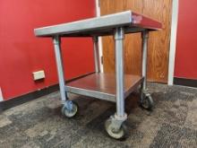 Stainless Steel Commercial Mobile Equipment Stand w/ Lower Shelf, 24in x 24in x 25in H