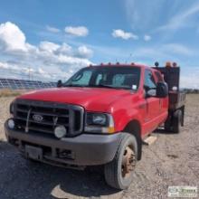 2004 FORD F-550 SUPER DUTY XL, 6.0L POWERSTROKE, 4X4, DUALLY, CREW CAB, 11FT FLAT BED