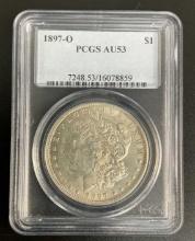 1897 US Morgan Silver Dollar O PCGS AU53