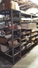 Lot on Shelf of Range Oven Replacement Racks, Halide Lamp, Dead Batteries, Broken Work Light,
