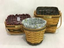 Lot of 3 Longaberger Baskets-All w Liners