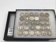 Collection of 30 Washington Silver Quarters