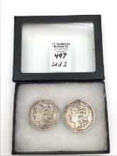 Lot of 2 Morgan Silver Dollars-1883-O & 1884