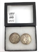 Lot of 2 Morgan Silver Dollars-1888-O & 1889